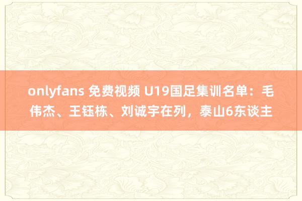onlyfans 免费视频 U19国足集训名单：毛伟杰、王钰栋、刘诚宇在列，泰山6东谈主