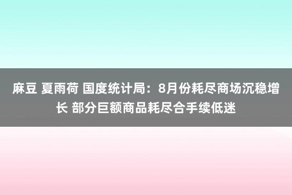 麻豆 夏雨荷 国度统计局：8月份耗尽商场沉稳增长 部分巨额商品耗尽合手续低迷