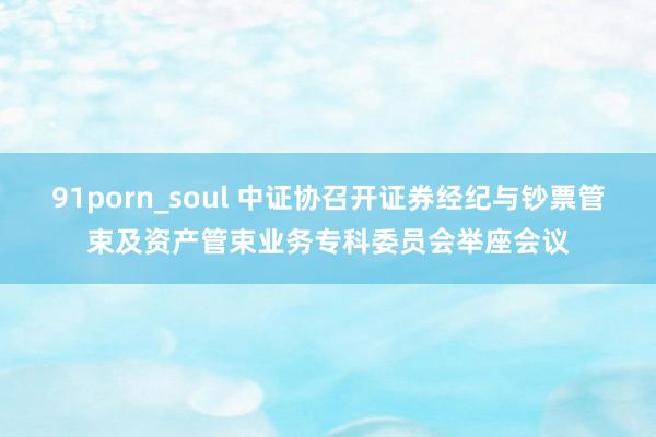 91porn_soul 中证协召开证券经纪与钞票管束及资产管束业务专科委员会举座会议