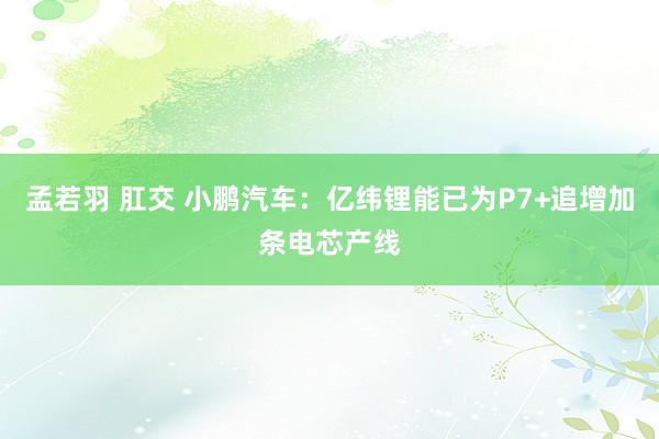 孟若羽 肛交 小鹏汽车：亿纬锂能已为P7+追增加条电芯产线