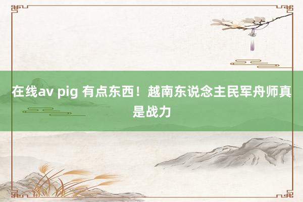 在线av pig 有点东西！越南东说念主民军舟师真是战力