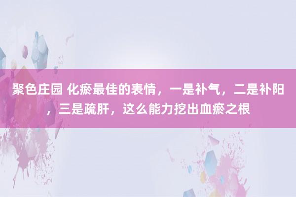 聚色庄园 化瘀最佳的表情，一是补气，二是补阳，三是疏肝，这么能力挖出血瘀之根