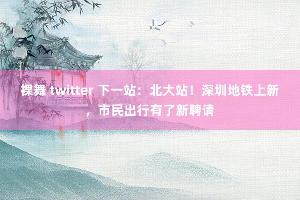 裸舞 twitter 下一站：北大站！深圳地铁上新，市民出行有了新聘请