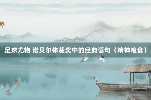足球尤物 诺贝尔体裁奖中的经典语句（精神粮食）