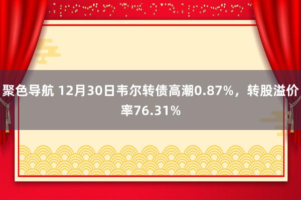 聚色导航 12月30日韦尔转债高潮0.87%，转股溢价率76.31%