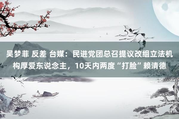 吴梦菲 反差 台媒：民进党团总召提议改组立法机构厚爱东说念主，10天内两度“打脸”赖清德