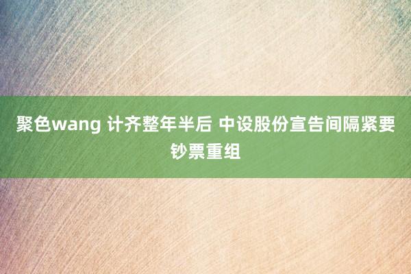 聚色wang 计齐整年半后 中设股份宣告间隔紧要钞票重组