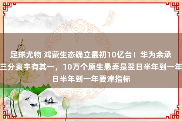足球尤物 鸿蒙生态确立最初10亿台！华为余承东：鸿蒙三分寰宇有其一，10万个原生愚弄是翌日半年到一年要津指标