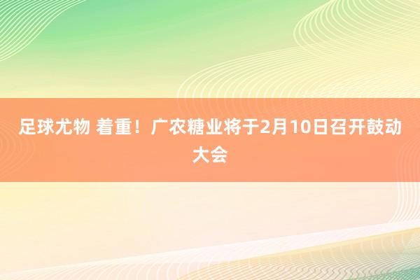 足球尤物 着重！广农糖业将于2月10日召开鼓动大会