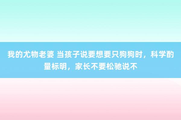我的尤物老婆 当孩子说要想要只狗狗时，科学酌量标明，家长不要松驰说不