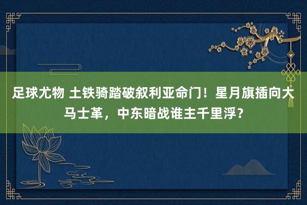足球尤物 土铁骑踏破叙利亚命门！星月旗插向大马士革，中东暗战谁主千里浮？