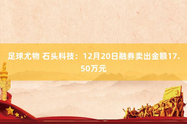足球尤物 石头科技：12月20日融券卖出金额17.50万元