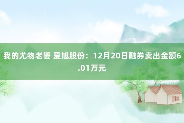 我的尤物老婆 爱旭股份：12月20日融券卖出金额6.01万元
