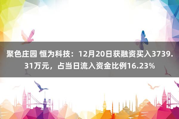 聚色庄园 恒为科技：12月20日获融资买入3739.31万元，占当日流入资金比例16.23%