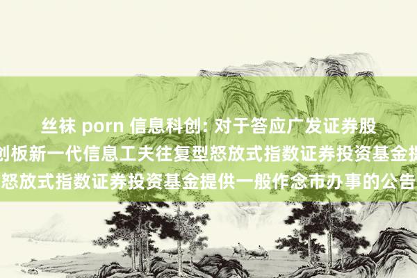 丝袜 porn 信息科创: 对于答应广发证券股份有限公司为摩根上证科创板新一代信息工夫往复型怒放式指数证券投资基金提供一般作念市办事的公告