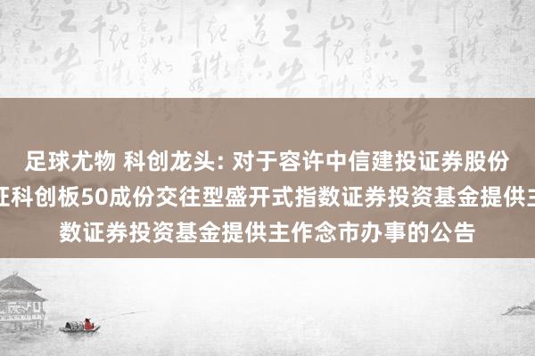 足球尤物 科创龙头: 对于容许中信建投证券股份有限公司为南边上证科创板50成份交往型盛开式指数证券投资基金提供主作念市办事的公告