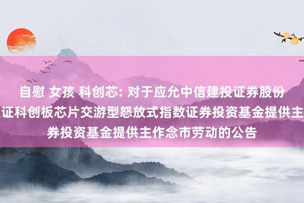 自慰 女孩 科创芯: 对于应允中信建投证券股份有限公司为南边上证科创板芯片交游型怒放式指数证券投资基金提供主作念市劳动的公告
