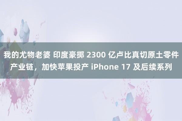 我的尤物老婆 印度豪掷 2300 亿卢比真切原土零件产业链，加快苹果投产 iPhone 17 及后续系列
