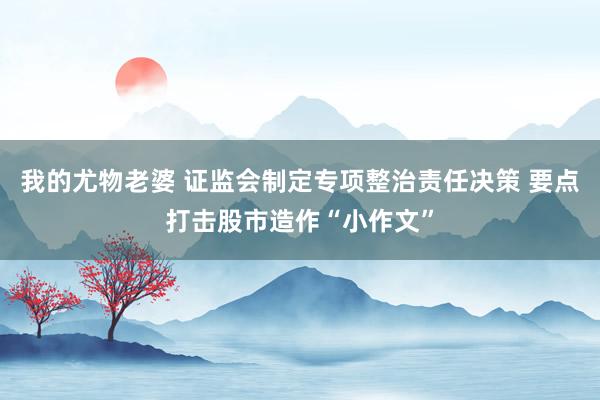 我的尤物老婆 证监会制定专项整治责任决策 要点打击股市造作“小作文”
