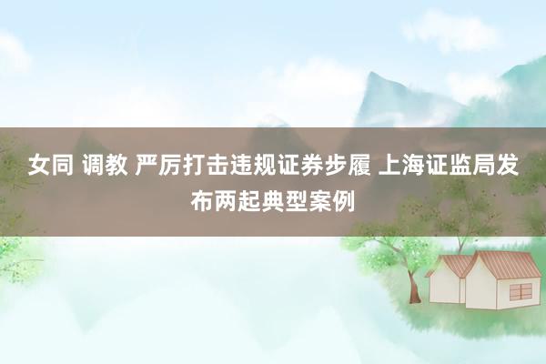 女同 调教 严厉打击违规证券步履 上海证监局发布两起典型案例
