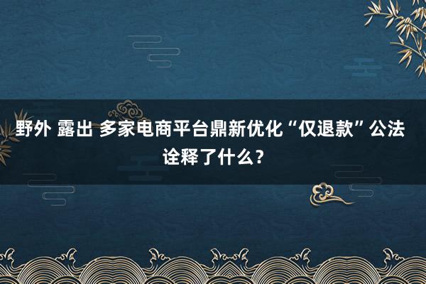 野外 露出 多家电商平台鼎新优化“仅退款”公法 诠释了什么？