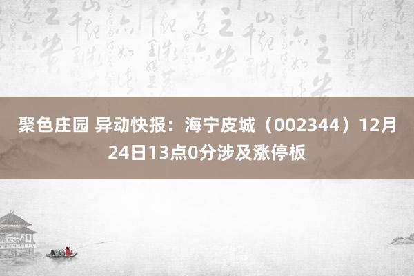 聚色庄园 异动快报：海宁皮城（002344）12月24日13点0分涉及涨停板