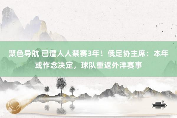 聚色导航 已遭人人禁赛3年！俄足协主席：本年或作念决定，球队重返外洋赛事