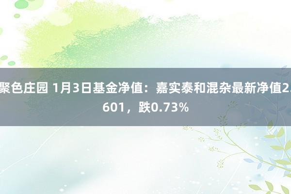 聚色庄园 1月3日基金净值：嘉实泰和混杂最新净值2.601，跌0.73%