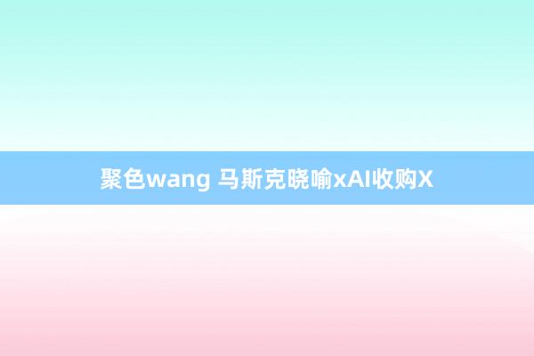 聚色wang 马斯克晓喻xAI收购X