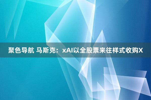 聚色导航 马斯克：xAI以全股票来往样式收购X