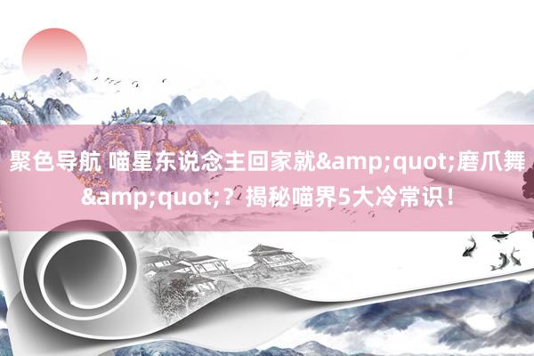 聚色导航 喵星东说念主回家就&quot;磨爪舞&quot;？揭秘喵界5大冷常识！