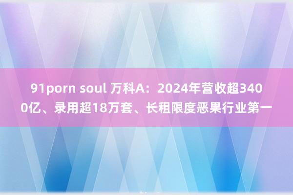 91porn soul 万科A：2024年营收超3400亿、录用超18万套、长租限度恶果行业第一