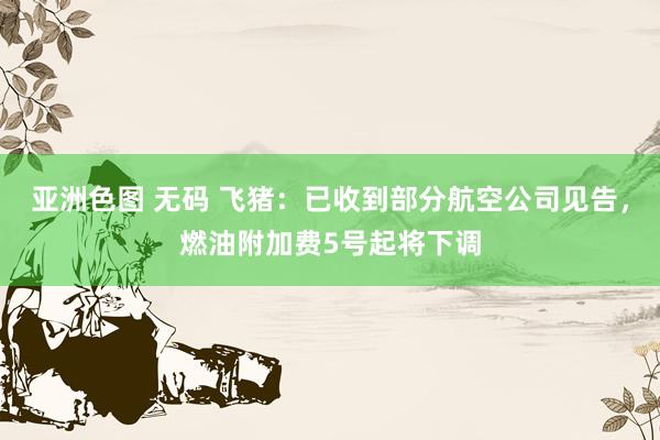 亚洲色图 无码 飞猪：已收到部分航空公司见告，燃油附加费5号起将下调
