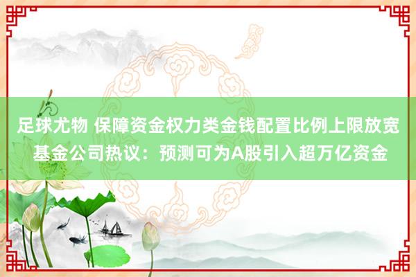 足球尤物 保障资金权力类金钱配置比例上限放宽 基金公司热议：预测可为A股引入超万亿资金