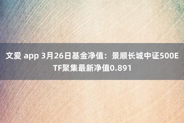 文爱 app 3月26日基金净值：景顺长城中证500ETF聚集最新净值0.891