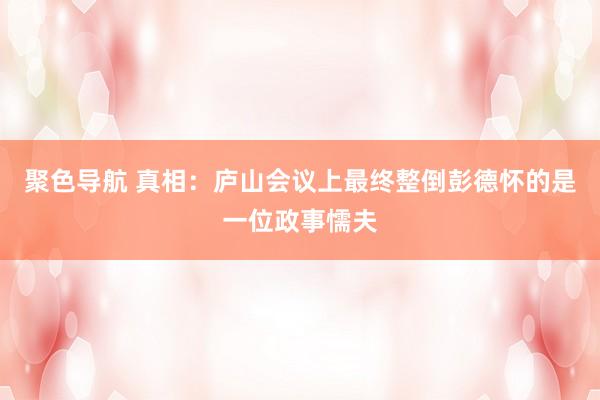 聚色导航 真相：庐山会议上最终整倒彭德怀的是一位政事懦夫