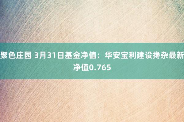 聚色庄园 3月31日基金净值：华安宝利建设搀杂最新净值0.765