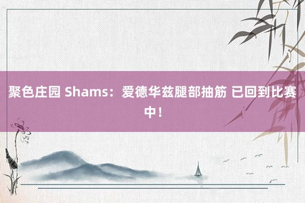 聚色庄园 Shams：爱德华兹腿部抽筋 已回到比赛中！