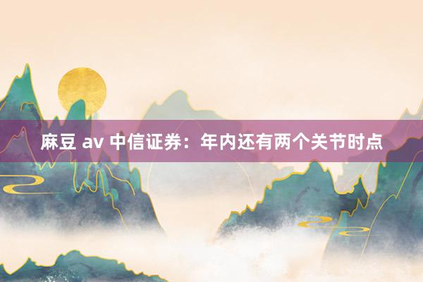 麻豆 av 中信证券：年内还有两个关节时点
