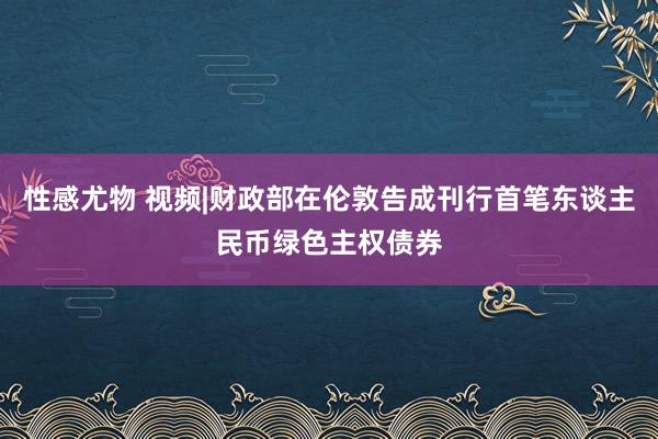 性感尤物 视频|财政部在伦敦告成刊行首笔东谈主民币绿色主权债券