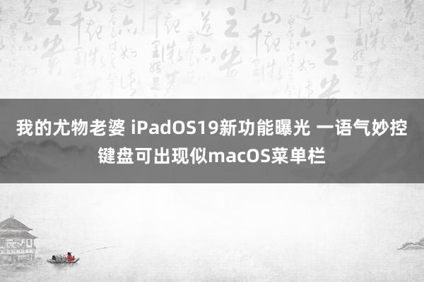 我的尤物老婆 iPadOS19新功能曝光 一语气妙控键盘可出现似macOS菜单栏